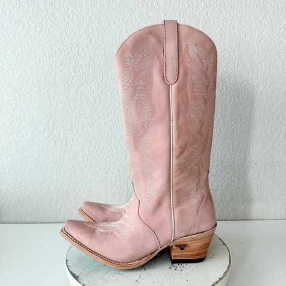 Lane Gallatin Womens Cowboy Boots 11 Pink Cowgirl Western Mid Calf Pointed Toe - Picture 4 of 11